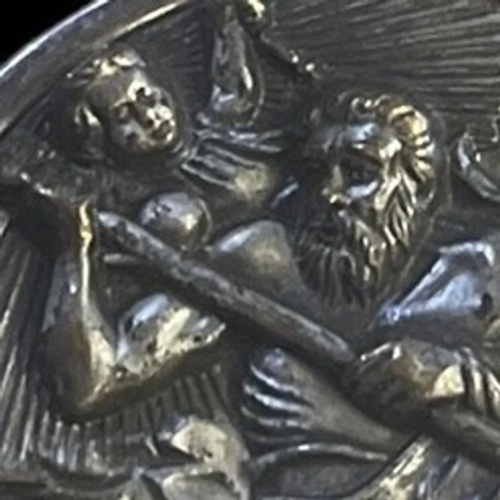 Vintage Swank St Christopher Protectus Medallion Silver Tone Mens Money Clip